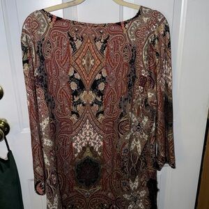 Santoni Paisley Blouse in Red and Brown